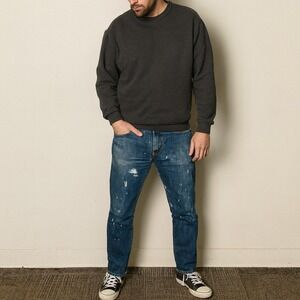 Levis Made &‎ Crafted Tack Jeans Mens 32x34 Men's Slim Fit Dark Blue Wash Paint